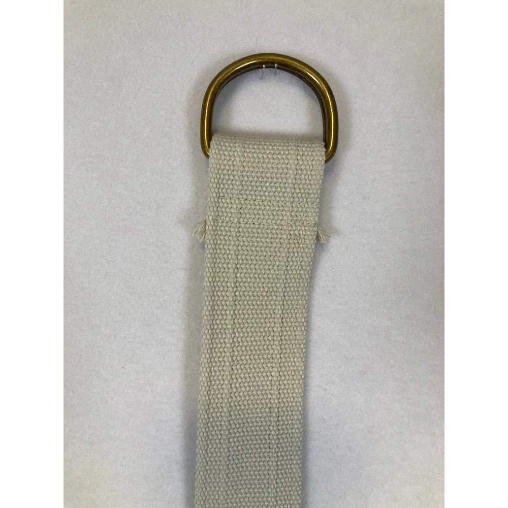 Unbranded D-Ring Web Belt Mens 34‎ Cream Brass Hardware